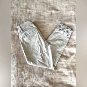 SALE | LOFT Light Grey Embroidered Pants - Size 00P
